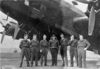 Halifax B.Mk.III LW172/HD-F and crew, left to right : A. Williams, J. Brown, T. Hughes, S/Ldr. Ted Eagleton, J. Wade, B. McCosker & W. Green. 