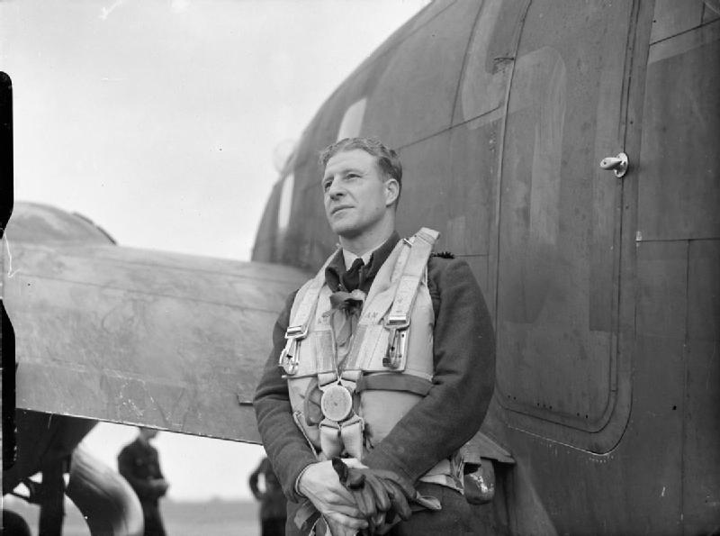 Wing Commander R H Young, the Commanding Officer of No. 464 Squadron RAAF, standing by his Lockheed Ventura Mark II at Feltwell, Norfolk, shortly after leading the No. 2 Group Venturas on the successful daylight raid on the Philips radio and valve works at Eindhoven, Holland, (Operation OYSTER), on 6 December 1942.