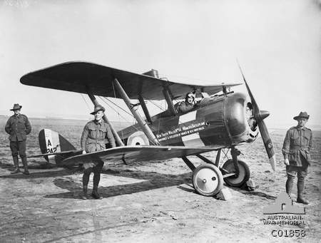 Airco DH5 Serial A9242                            September 1917                            Named "New South Wales No 14. Women's                            Battleplane". Photo; Australian War                            Memorial