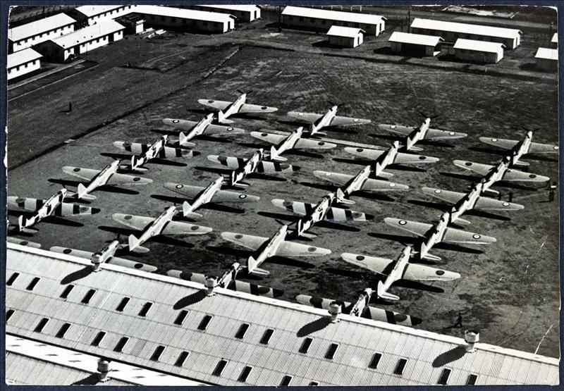 Fairey Battle Planes assembled on the grounds of the International Harvester factory (RAAF No 1 Air Park) at North Shore, Geelong during World War II  
State Library of Victoria 
via Brendan Cowan