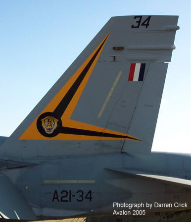 2OCUThe Tiger
                            Head and yellow and black markings of No.2
                            OCU (Operational Conversion Unit) based at
                            RAAF Williamtown, NSW.