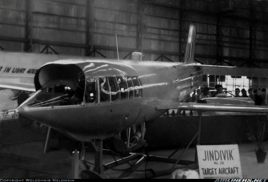 RAAF
                  Jindivik Mk 2B A92-xxx Avalon Vic 25Feb1961 -
                  Photographer Wal Nelowkin - Static Display - (Low res
                  photo)