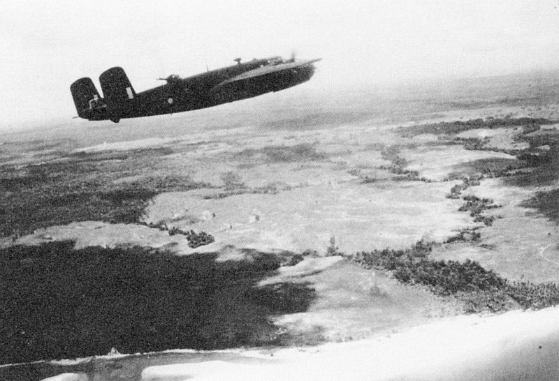 B-25D Mitchell A47-25/KO-U 2 Squadron,
                          c.1944 over Timor. via Mike Mirkovic.