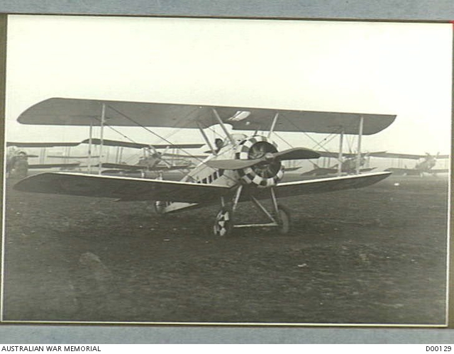 Camel 1.F.1 E7267 used by Captain (Capt) A. H. Cobby DSO DFC while serving as an instructor with No. 8 (T) Squadron AWM D00129 via Brendan Cowan